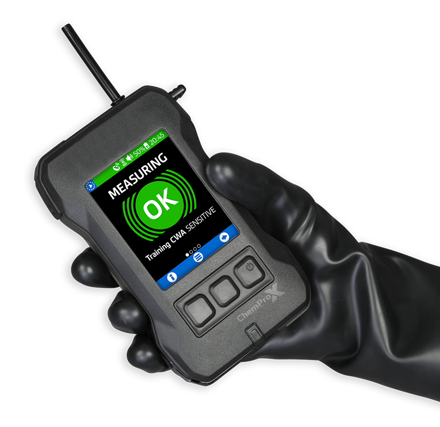 Operator holding ChemProX chemical detector
